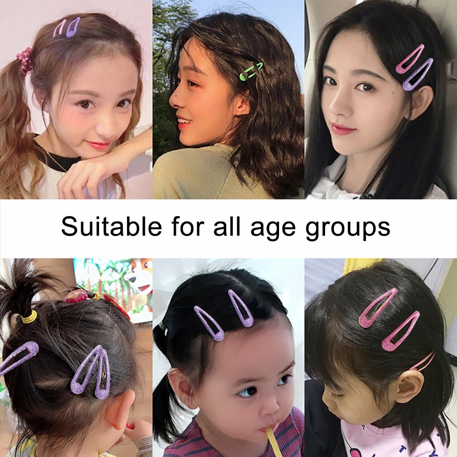 EUZUXU 16 Stück Glitzer Haar Schnappclips Mädchen Kinder Pailletten Metall Haarspangen