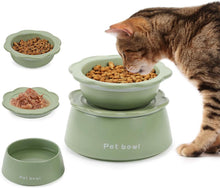 Keramik Katzen Napfset 3in1 Nass Trockenfutter erhöht