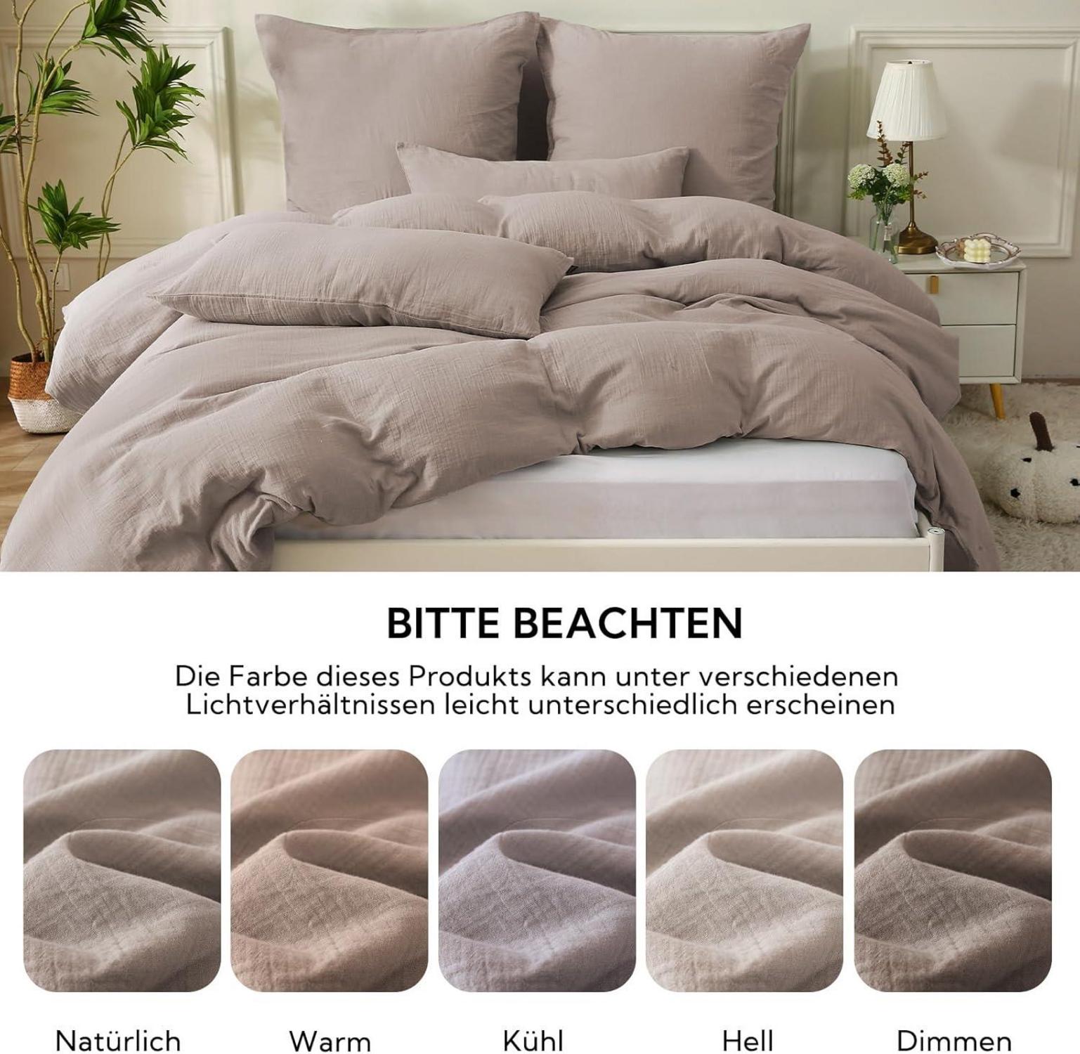 SOULFUL Doppelte Musselin Bettwäsche 200x200 Baumwolle Champagner Rosa
