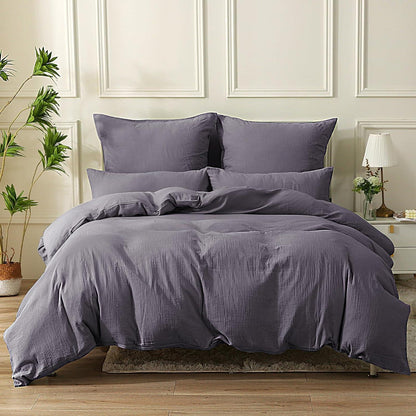 Doppelte Musselin Bettwäsche Baumwolle 135x200 ÖKO-TEX Dunkelviolett