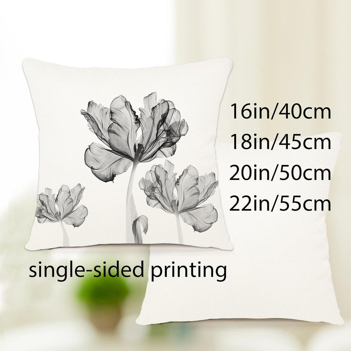 Blumen Kissenbezug 50x50 - 4er Set Leinen Outdoor Deko