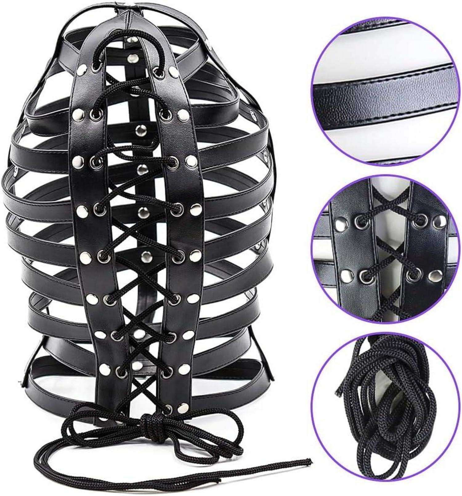 SXOVO BDSM Bondage Maske Verstellbar Ledermaske SM Cosplay