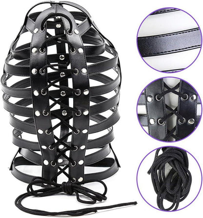 SXOVO BDSM Bondage Maske Verstellbar Ledermaske SM Cosplay
