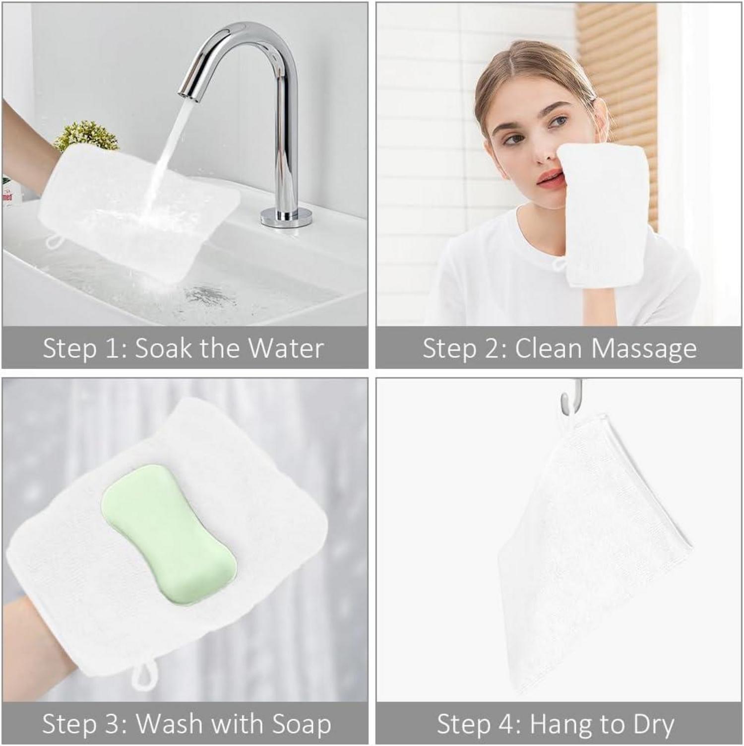 8er Set Mikrofaser Waschhandschuhe 20x15cm - Wiederverwendbare Make-up Entferner Handschuhe