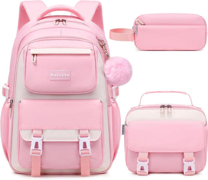 Schulrucksack Mädchen Teenager 30L Wasserdicht Multi-Tasche - Rosa