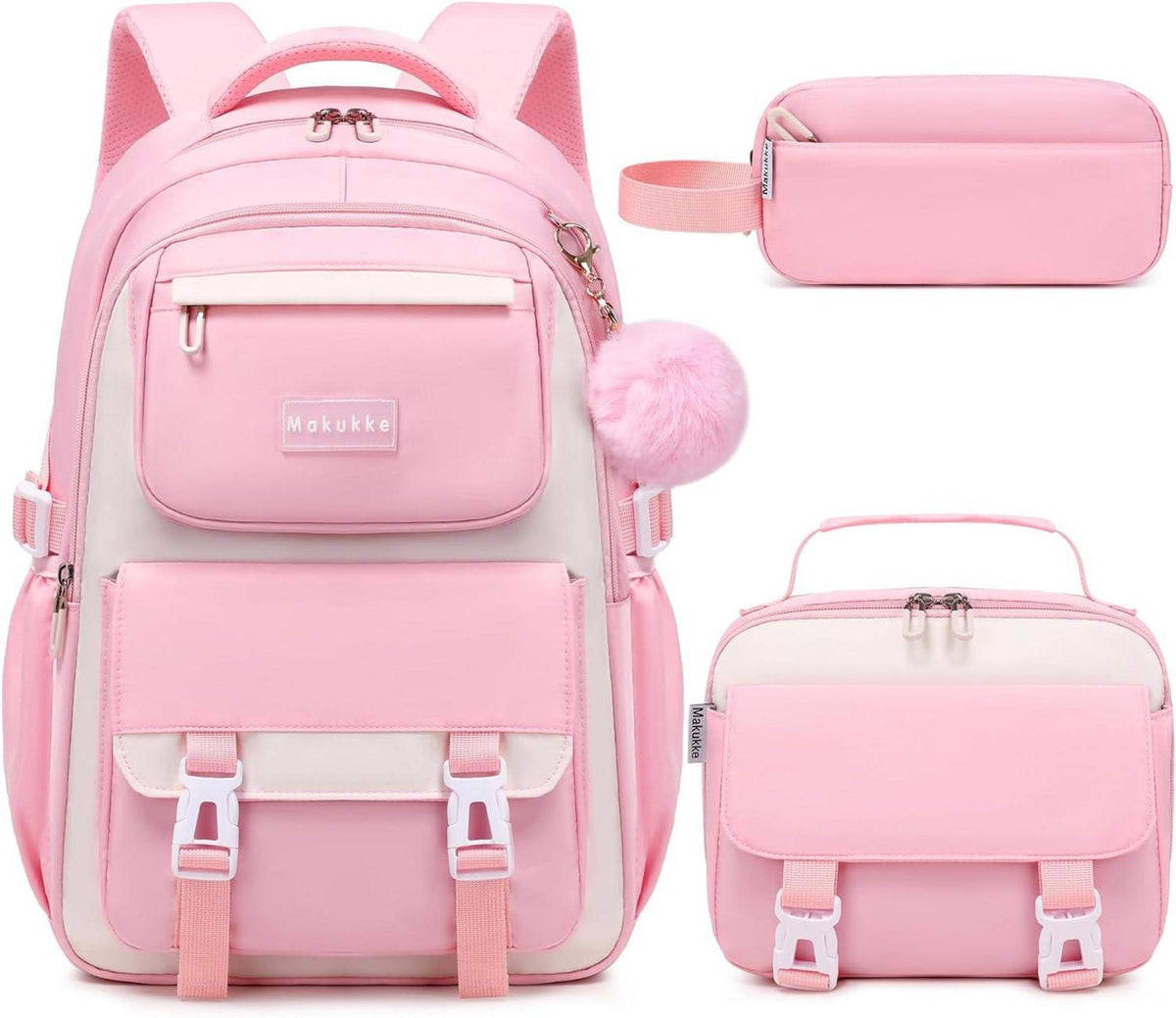Schulrucksack Mädchen Teenager 30L Wasserdicht Multi-Tasche - Rosa