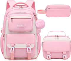 Schulrucksack Mädchen Teenager 30L Wasserdicht Multi-Tasche - Rosa