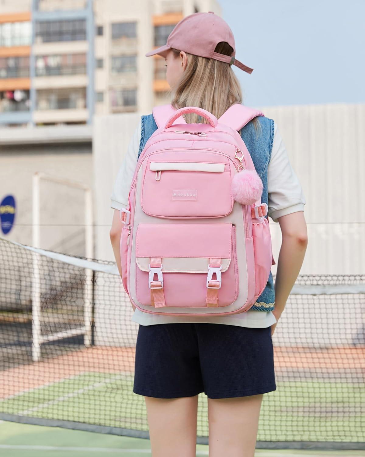 Makukke Schulrucksack Mädchen Teenager Rucksack Schule 30L Rosa