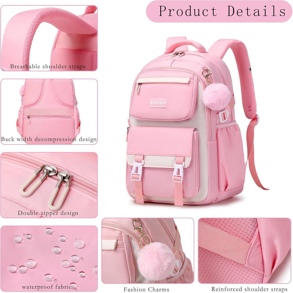 Schulranzen-Set Mädchen Teenager Rucksack Schule 30L Lila