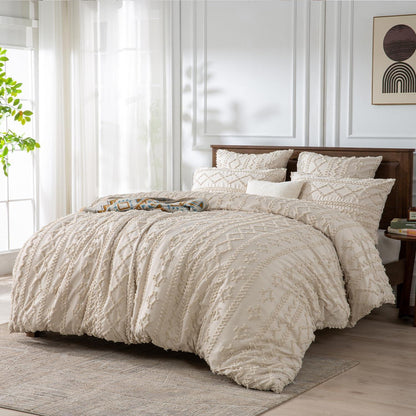 Boho Bettwäsche 135x200cm Beige Getuftet 4-teilig