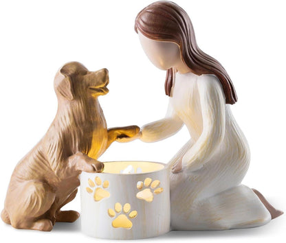Hundeengel Kerzenständer Trauerkerze Gedenkgeschenk LED-Kerze