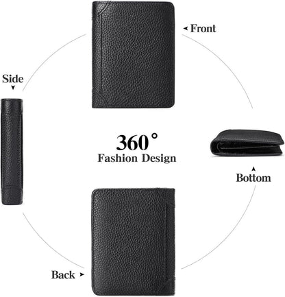 Herren Geldbörse RFID Schutz Echtleder Slim Wallet Schwarz