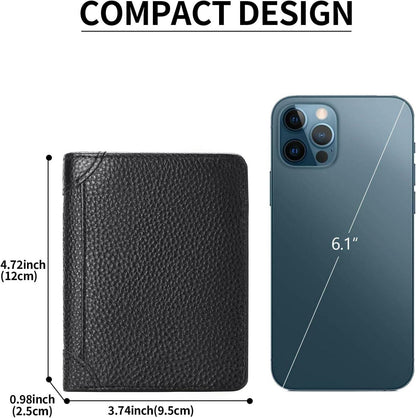Herren Geldbörse RFID Schutz Leder Slim Wallet Portemonnaie Schwarz