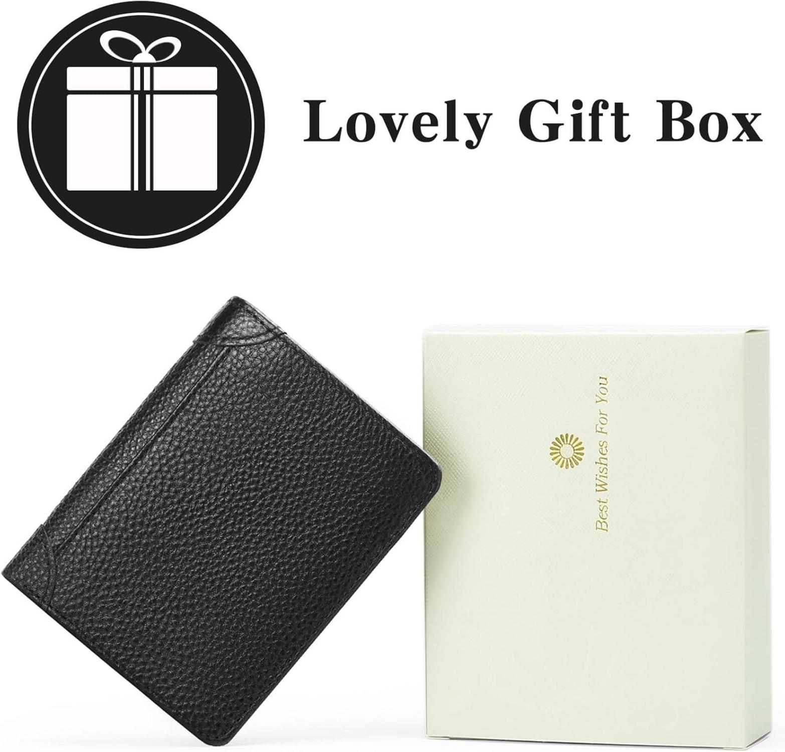 Herren Geldbörse RFID Schutz Echtleder Slim Wallet Schwarz