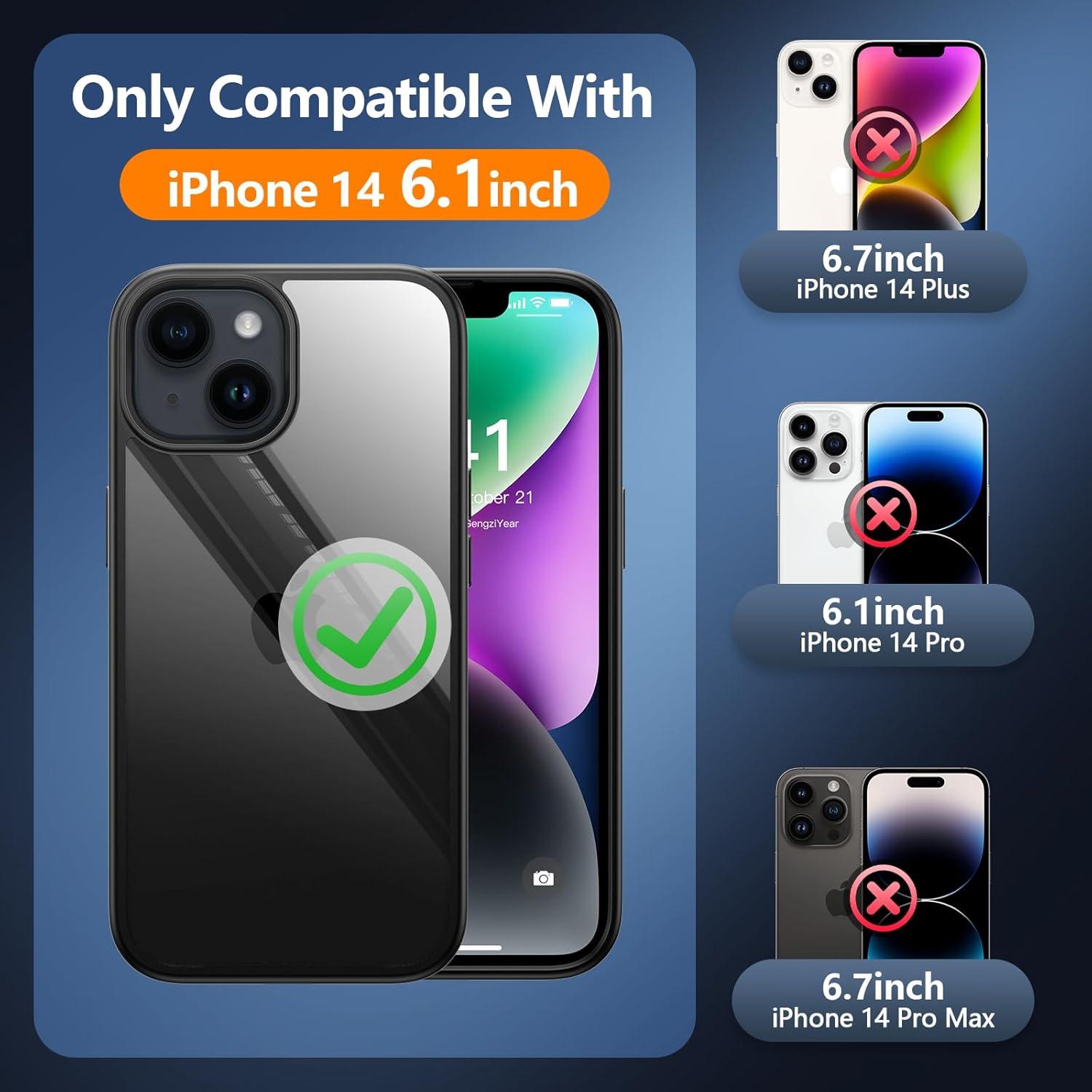 Kmofizle 360 Grad iPhone 14 Hülle mit Glas und Kameraschutz