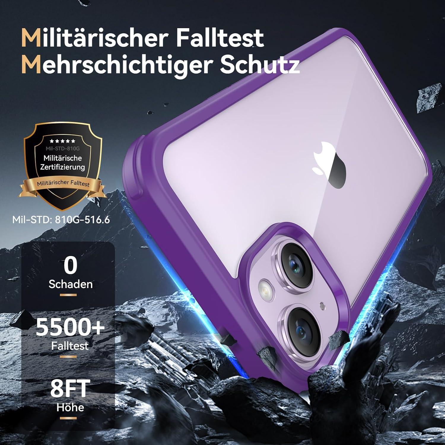 360 Grad iPhone 14 Hülle mit eingebautem Glas Schutz - Stoßfest