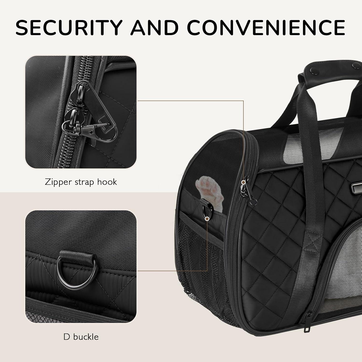 Pecute Katzentransporttasche Flughafen Mode Transportbox Schwarz