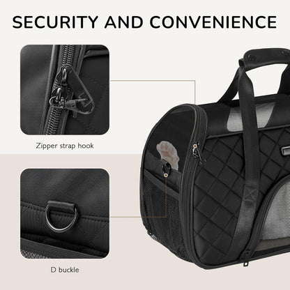 Pecute Katzentransporttasche Flughafen Mode Transportbox Schwarz