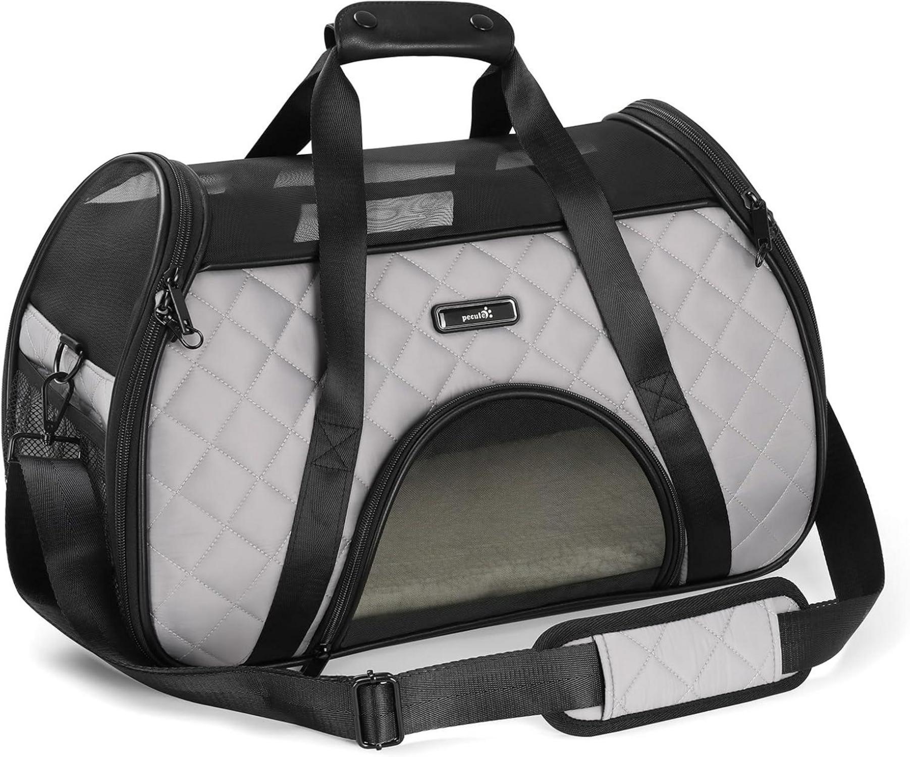 Pecute Katzentransporttasche Flugzeugfreundlich Grau Mesh-Material