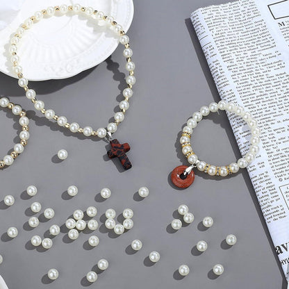 XIANNVXI 8mm Weiße Kunstperlen Set 500 Stück Beige Runde DIY Schmuckherstellung