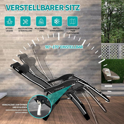 Klappbarer Gartenliege Ergonomisch Stabil, 240kg Belastbar