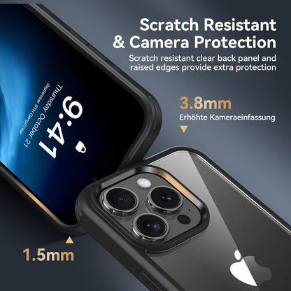 Schwarze 360° Fullbody iPhone 15 Pro Max Hülle - Stoßfest mit Eingebautem Glas