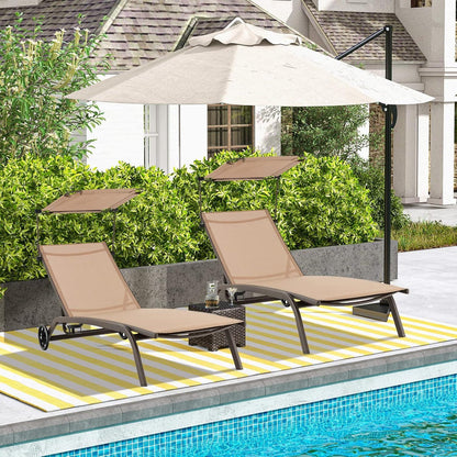 Gartenliege Sonnenliege mit Dach Rollen Getränkehalter