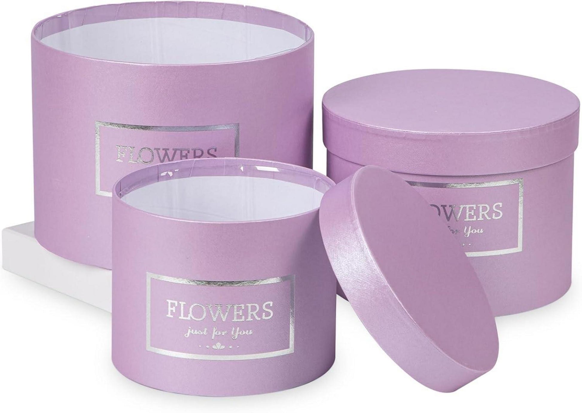 Runde Geschenkbox Blumenbox mit Folie 3er Set Aufbewahrungsbox