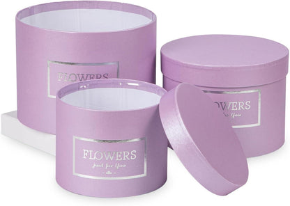 Runde Geschenkbox Blumenbox mit Folie 3er Set Aufbewahrungsbox