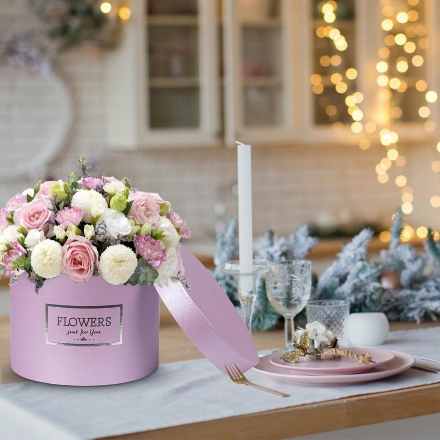 Runde Geschenkbox Blumenbox mit Folie 3er Set Aufbewahrungsbox