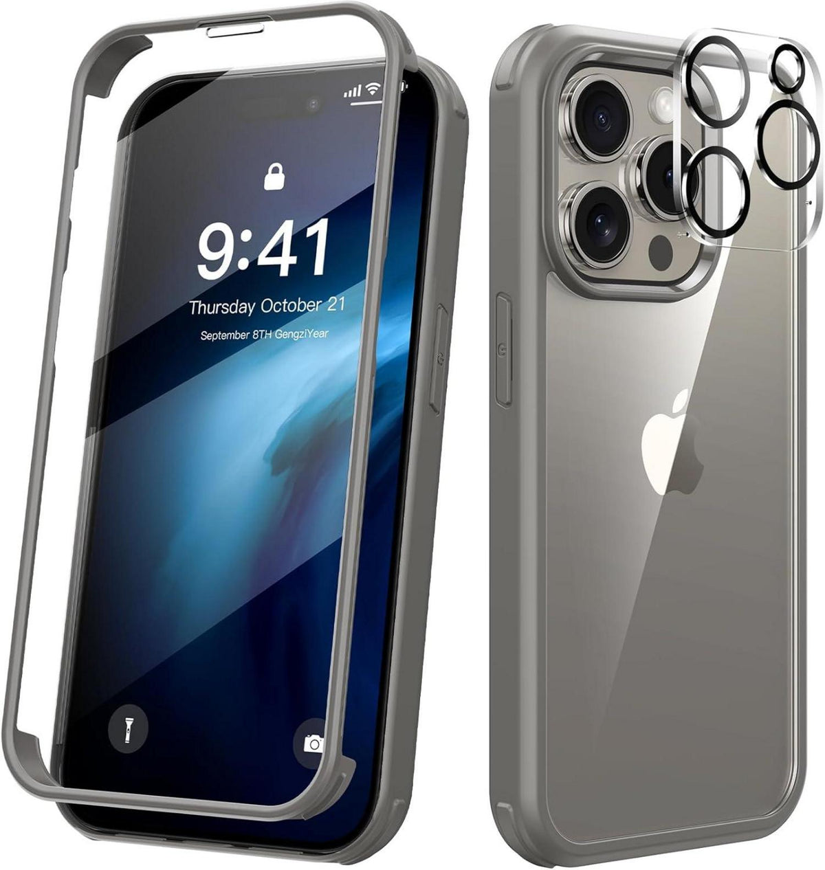 Schutz Hülle für iPhone 15 Pro Max mit Glasfolie & Kameraschutz