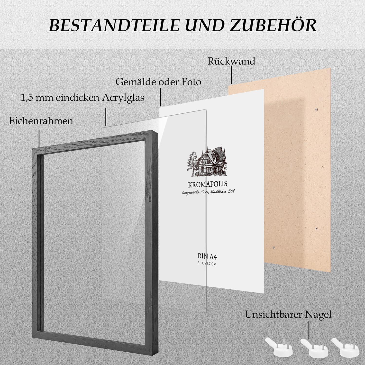 Kromapolis Bilderrahmen Din A3 Holz Schwarz Eiche Modern