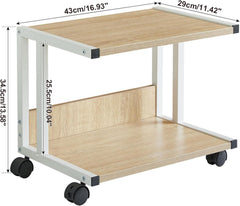 IBUYKE Under Desk Printer Stand 2 Tier Cart 4 Wheels Light Wood Shelf