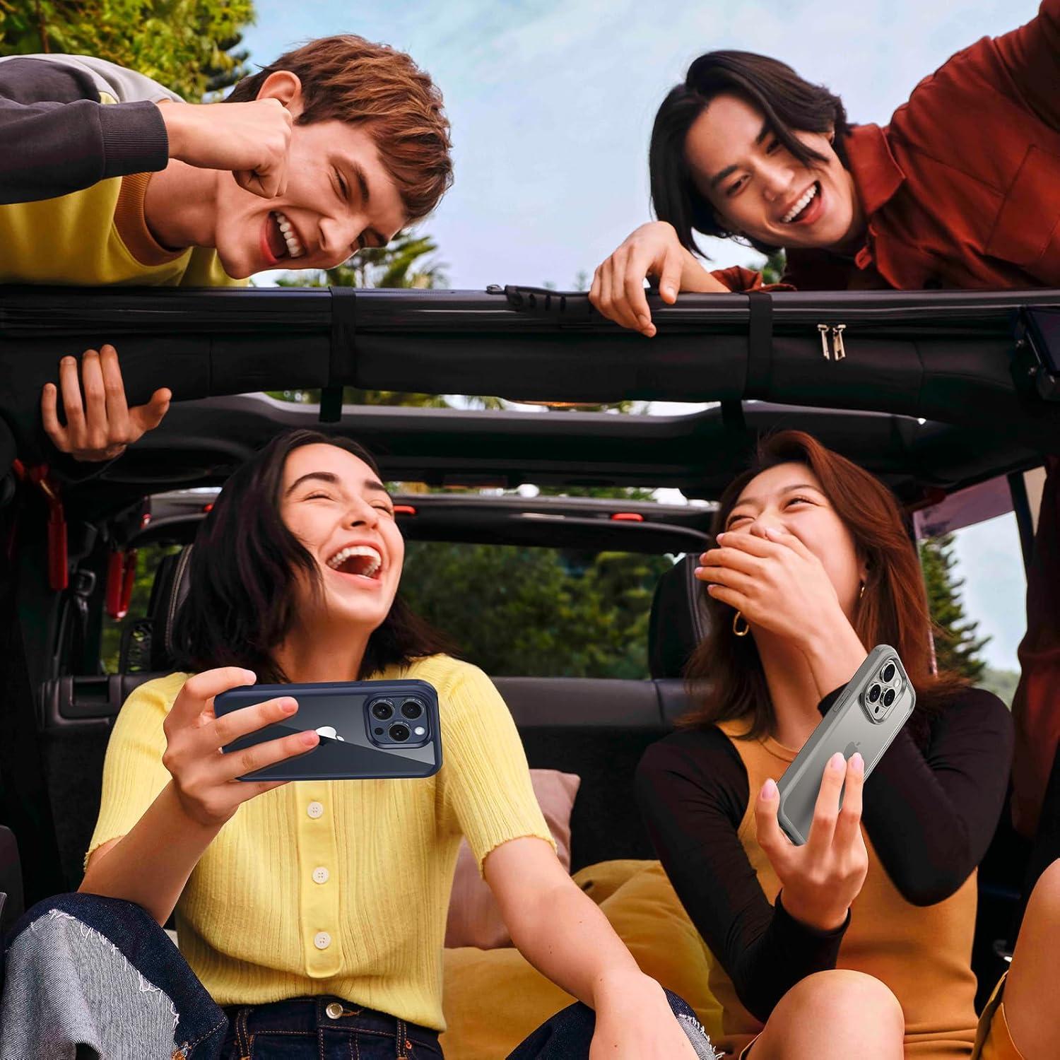 iPhone 15 Pro Hülle mit 360 Grad Schutzfolie & Kameraschutz - Blau