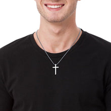 Zweiteilige Kreuz-Halsketten Set in Schwarz und Silber