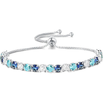Silber Tennisarmband Damen mit Blau Zirkonia – Verstellbar & Glitzer