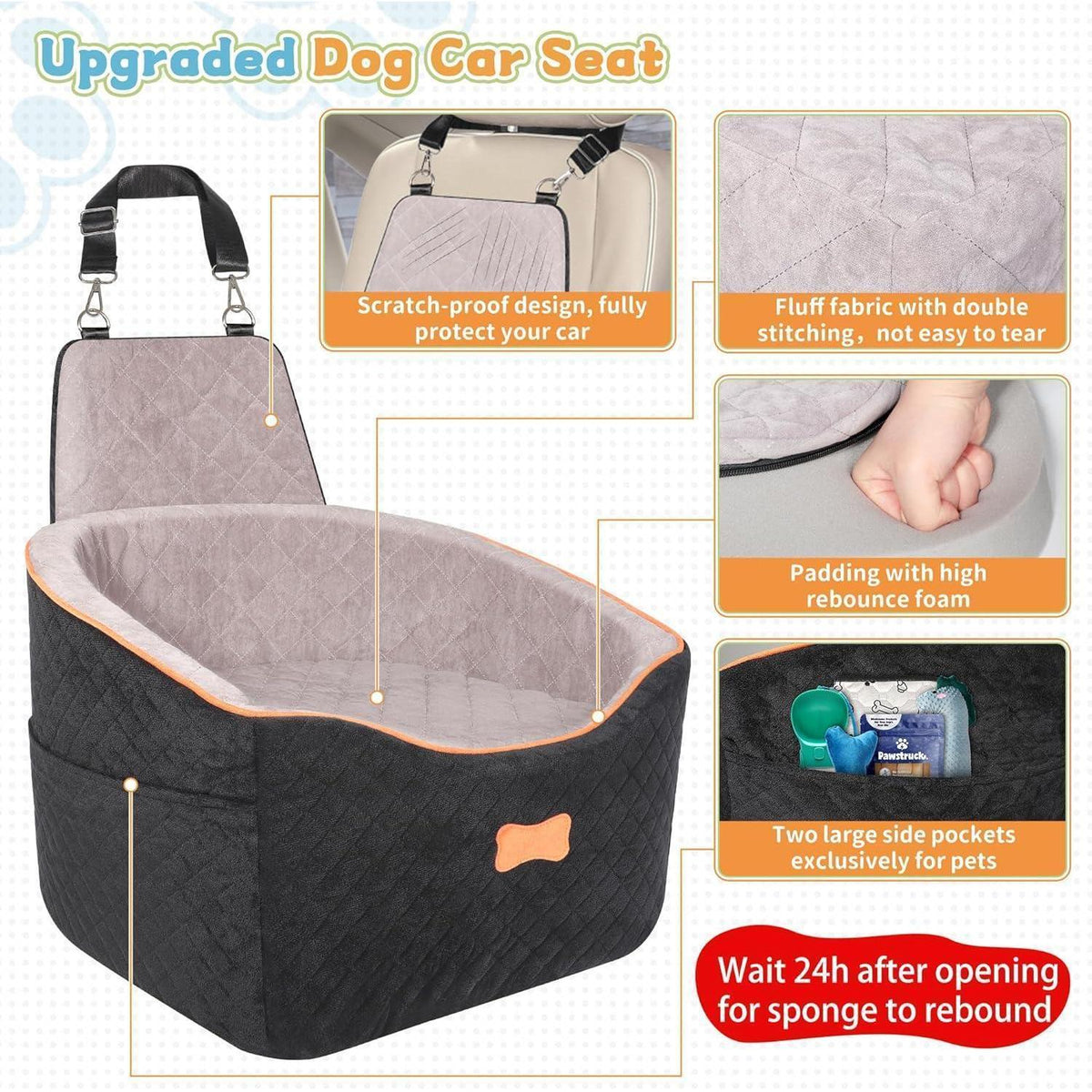 Hunde Autositz Beifahrersitz Höhenverstellbar & Waschbar