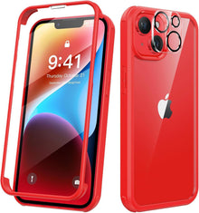 iPhone 14 Hülle 360 Grad Stoßfest Fullbody Handyhülle mit Glas