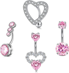 3er Set Bauchnabelpiercing Chirurgenstahl Kristall Herz Schmetterling