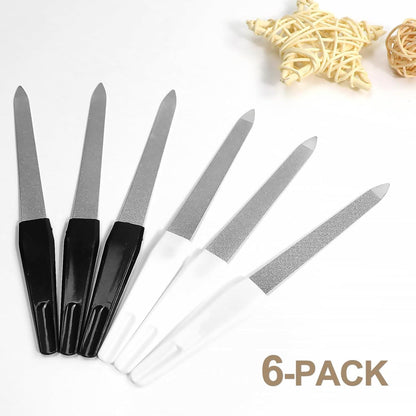 6er Set Nagelfeilen Naturnägel Maniküre Pediküre Schwarze Griffe