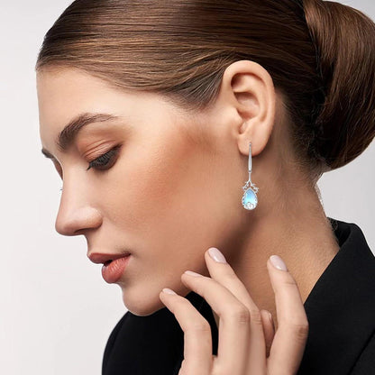 GW Damen Ohrringe Silber 925 Mondstein hängend Geschenk für Frau