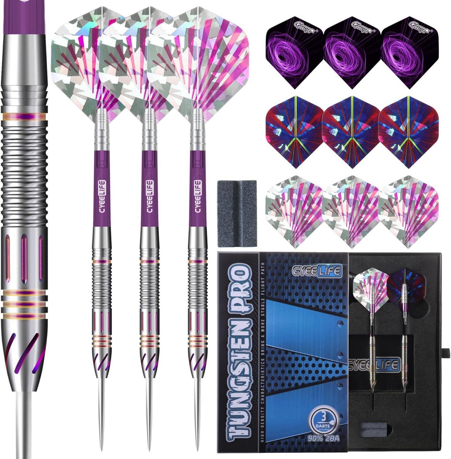 Tungsten Steel Darts Set mit 3 Schäften & 9 Flights