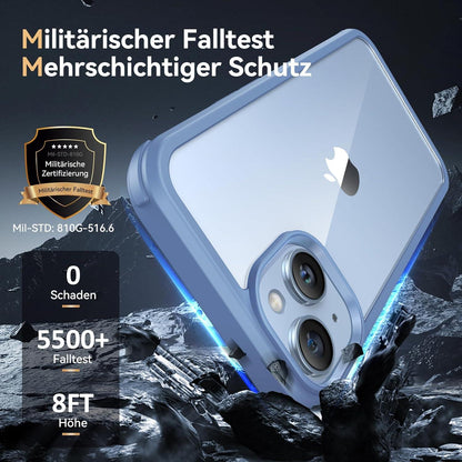 iPhone 14 Hülle 360 Grad Fullbody Stoßfest Glas Kameraschutz Blau 6.1