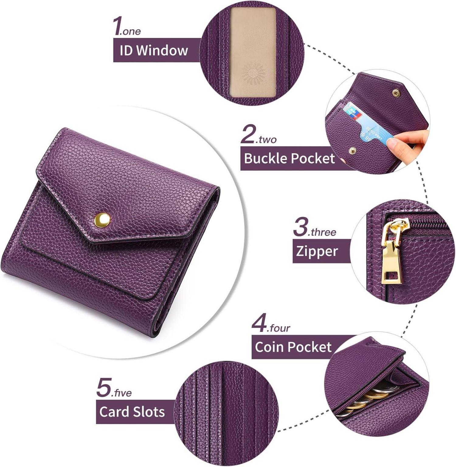 Damen Geldbörse Klein RFID Portemonnaie Münzfach Kartenetui Purple