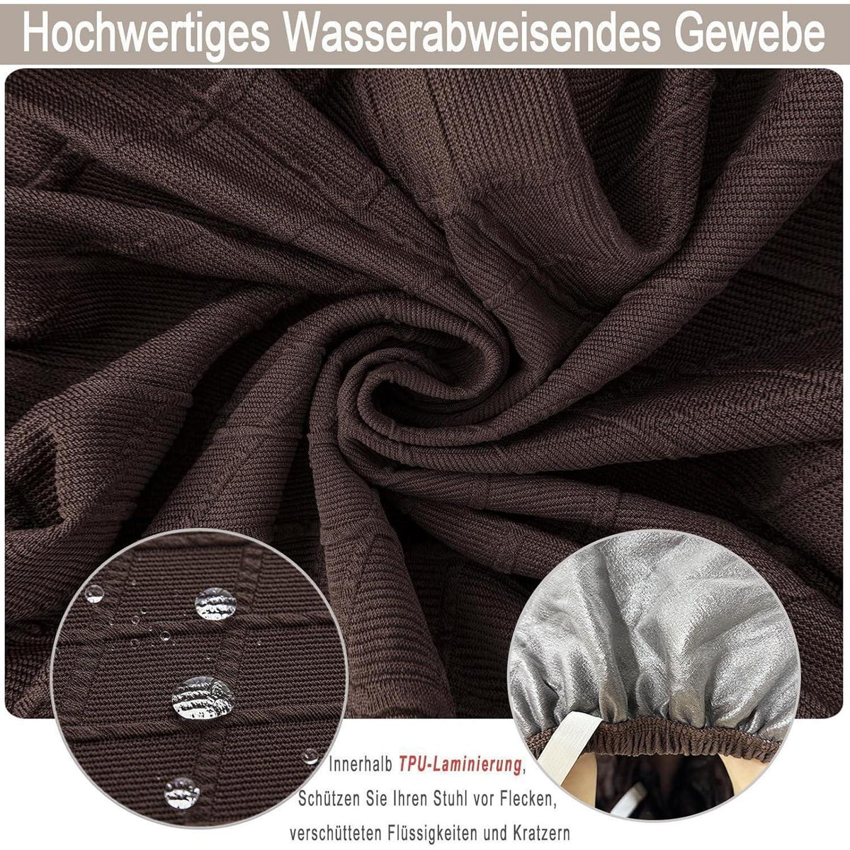 Esszimmerstuhl Sitzbezüge 4er Set – Wasserdicht & Stretch Braun