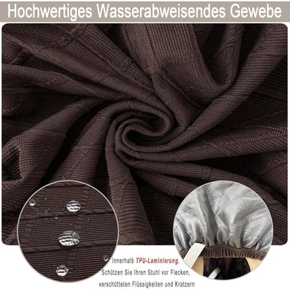 Esszimmerstuhl Sitzbezüge 4er Set – Wasserdicht & Stretch Braun