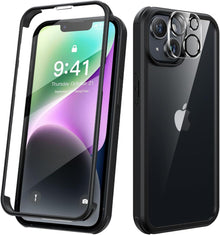 360 Grad iPhone 14 Hülle mit Glas Schutzfolie Kameraschutz
