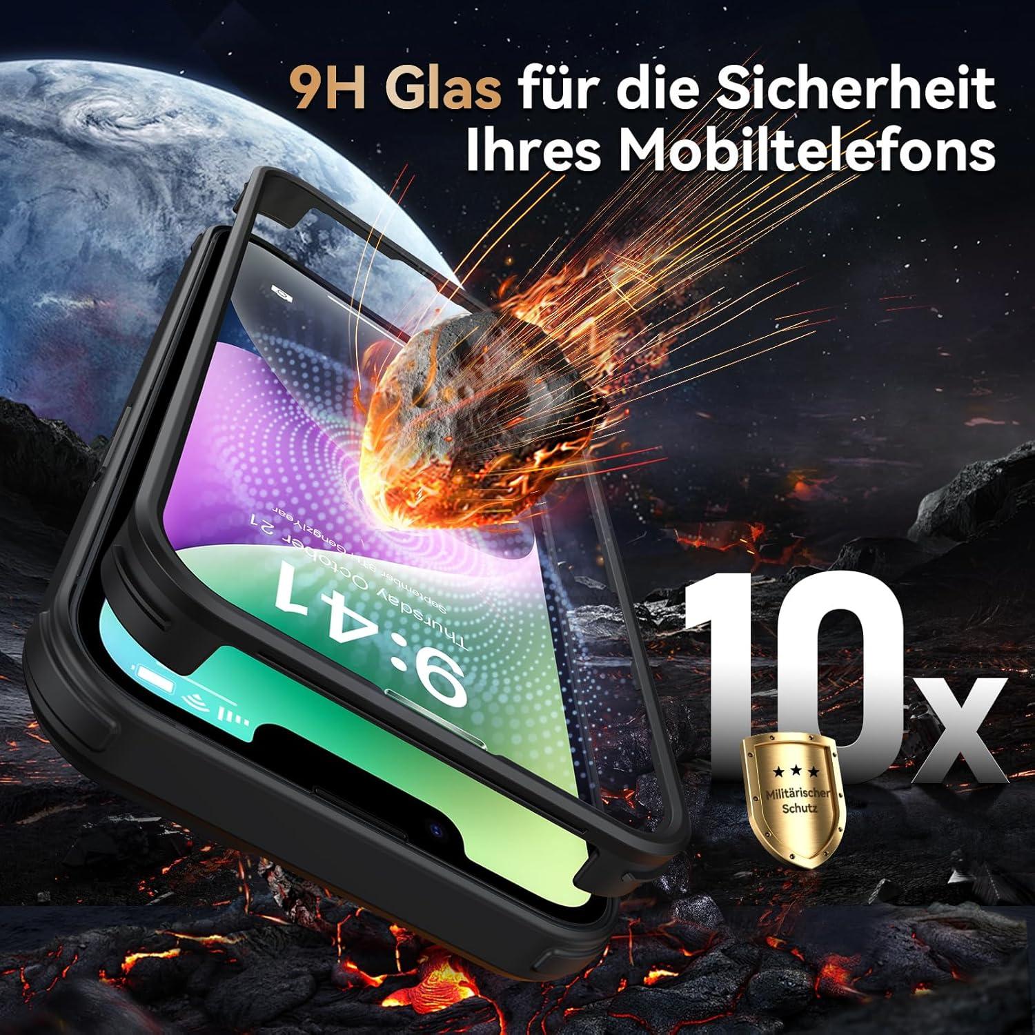 iPhone 14 Hülle 360 Grad Schutz Stoßfest Schwarz 6.1 Zoll