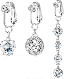 Fake Bauchnabelpiercing Set mit Herz CZ Anhänger
