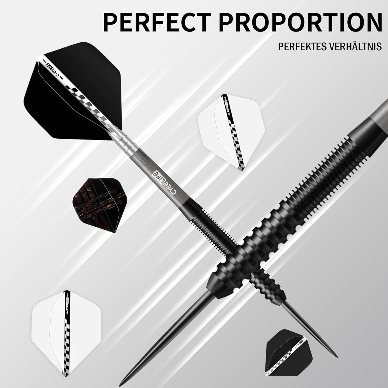 Professionelles Tungsten Darts Set mit 3 Schäften & 9 Flights